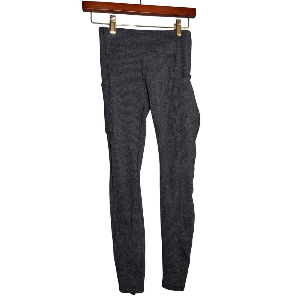 Lululemon Speed Up Tight Herringbone Grey Tech Fleece Leggings Size 4 Pockets